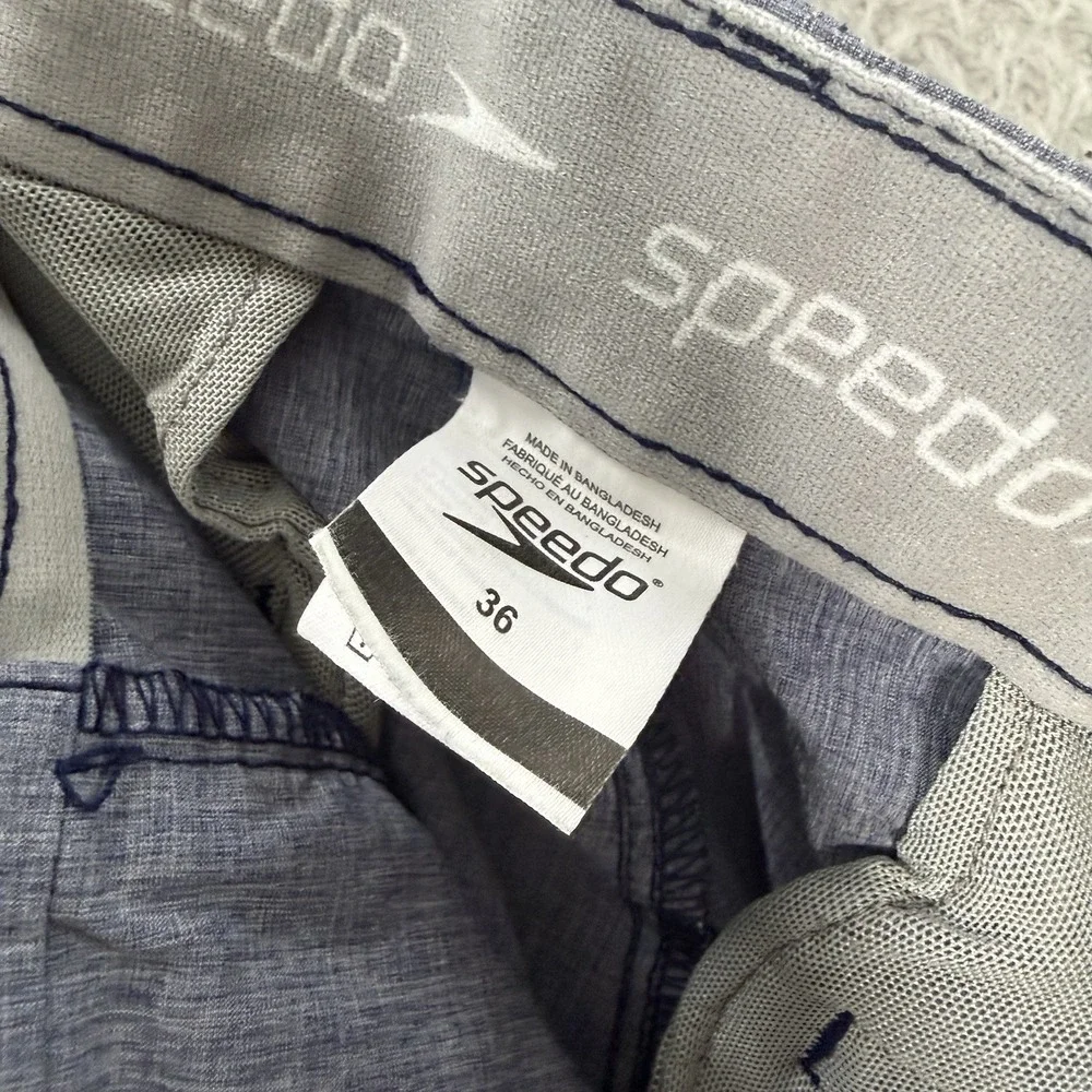 Speedo Mens Hybrid Board Shorts Blue Heathered Quick Dry Swim Trunks Size 36